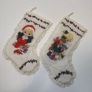 Vintage‎ 90s Precious Moments Night Before Christmas Stockings Set of 2